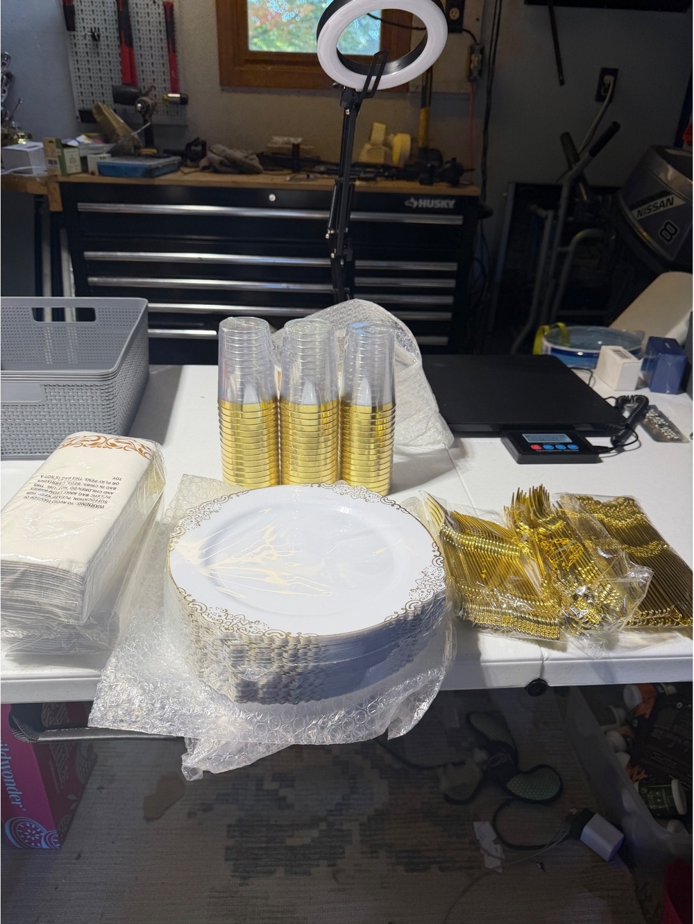 Gold and White Party Tableware Set